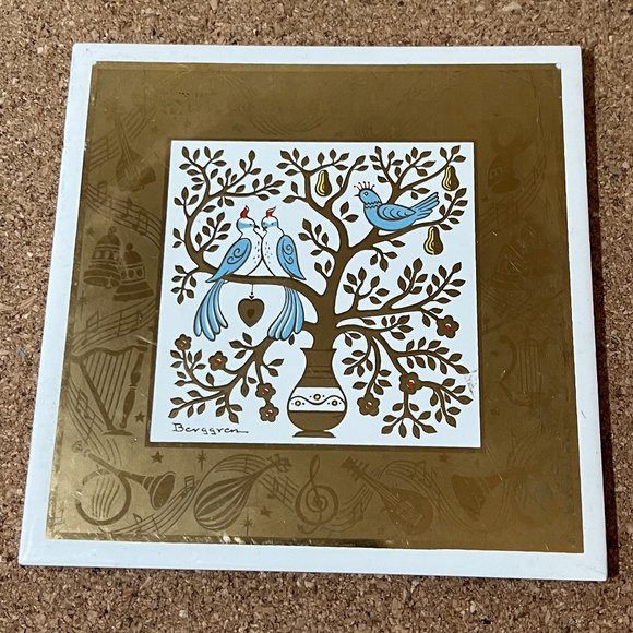 Vintage MCM Berggren Christmas Tile - The Second Day of Christmas 6"x6" - Picture 2 of 5